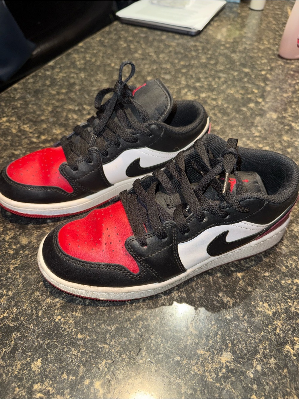 Jordan Kids Black, Red & White Low-Top Sneakers